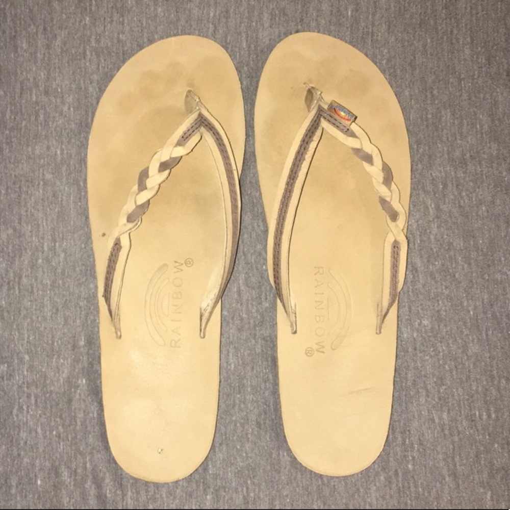 Size 7-9 light brown rainbow flip flops